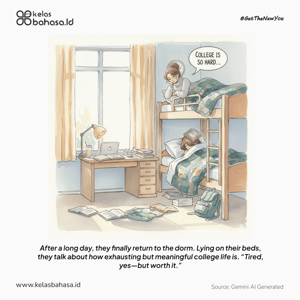 Ilustrasi Contoh Percakapan Bahasa Inggris 2 orang di Kampus