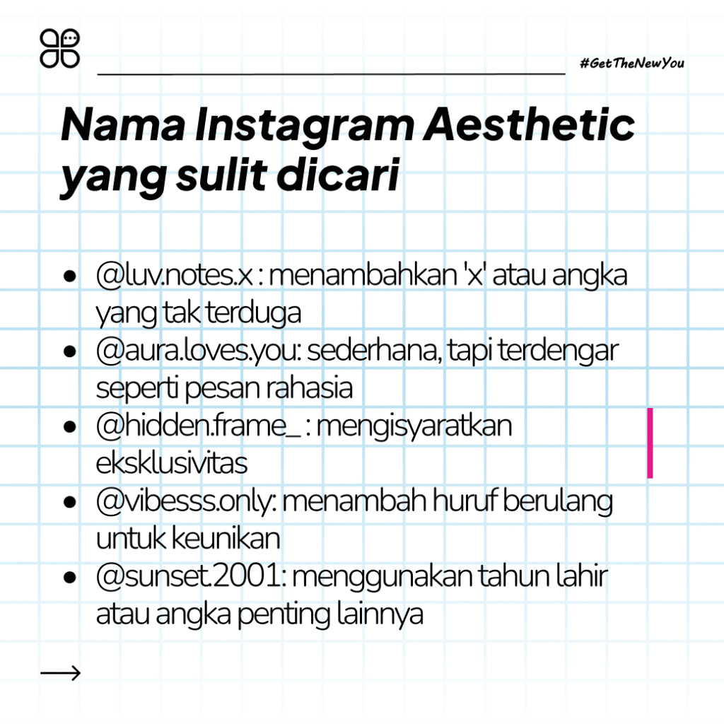 ilustrasi Nama Instagram Aesthetic