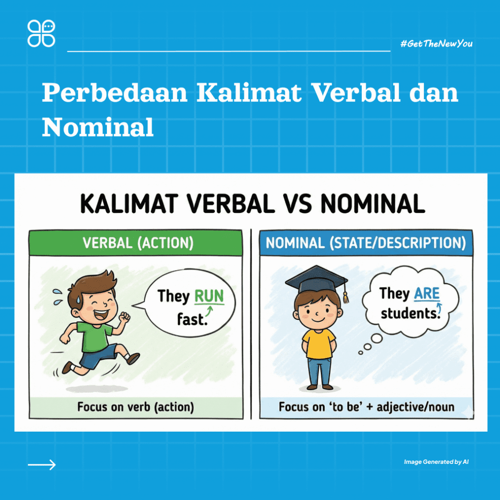 ILustrasi 7 Menit Paham Kalimat Verbal dan Nominal Bahasa Inggris ilustrasi kalimat verbal dan nominal